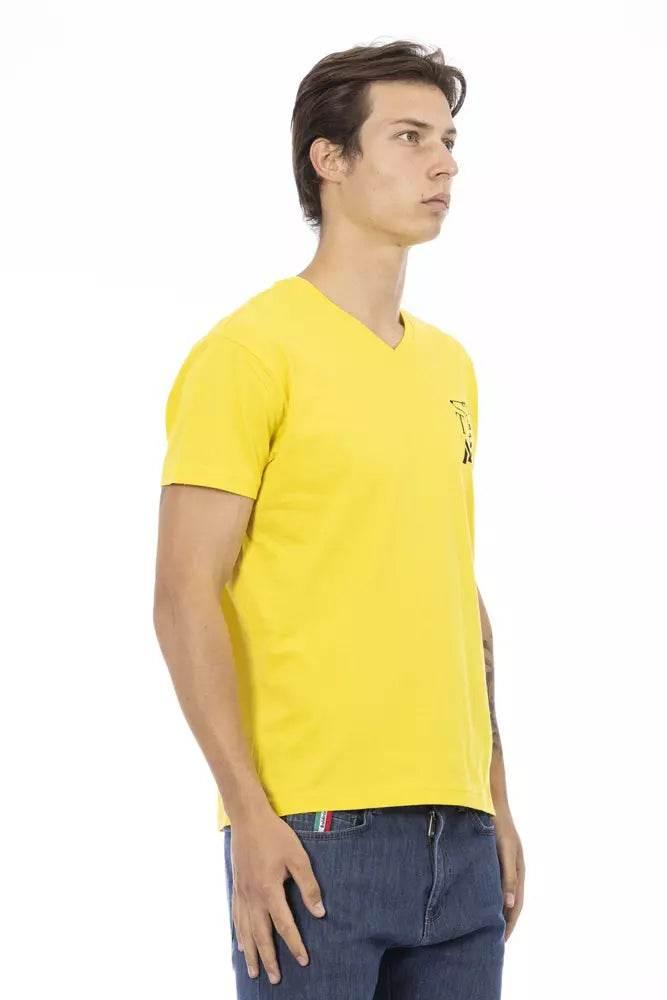 Trussardi Action Yellow Cotton Men V-Neck T-Shirt - Hilstor