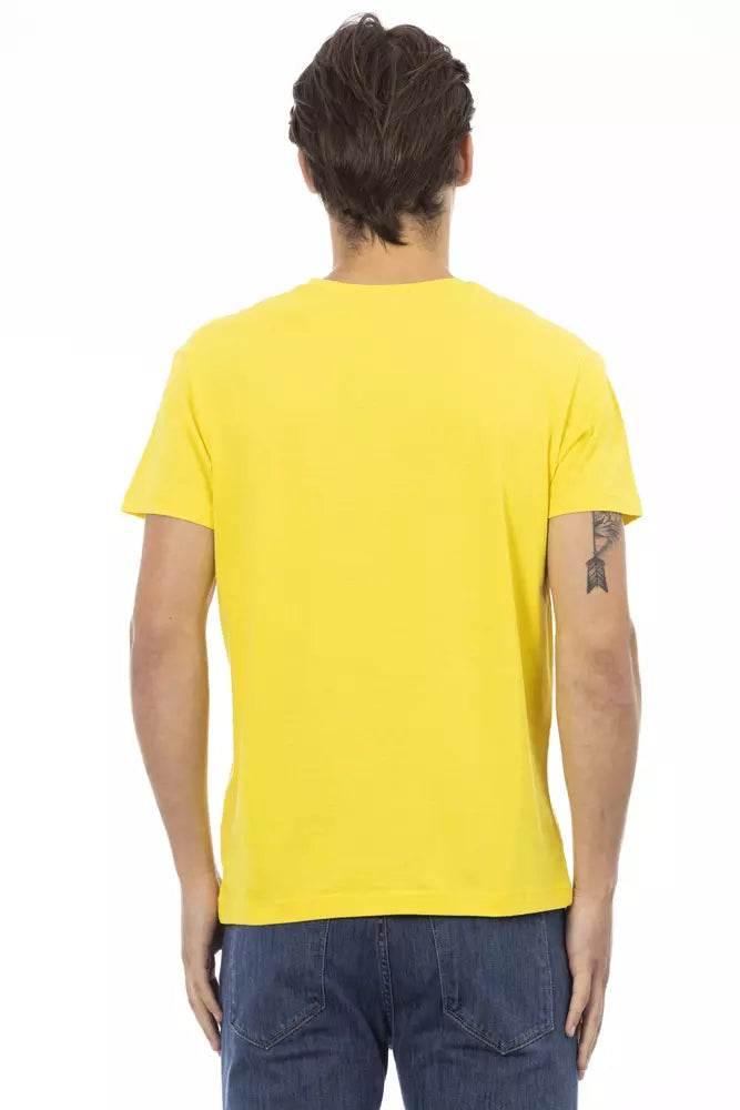 Trussardi Action Yellow Cotton Men V-Neck T-Shirt - Hilstor