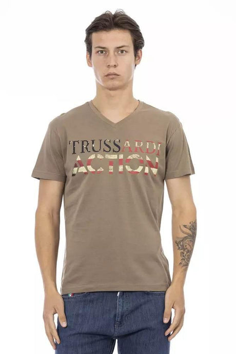 Trussardi Action Brown Cotton Men T-Shirt - Hilstor