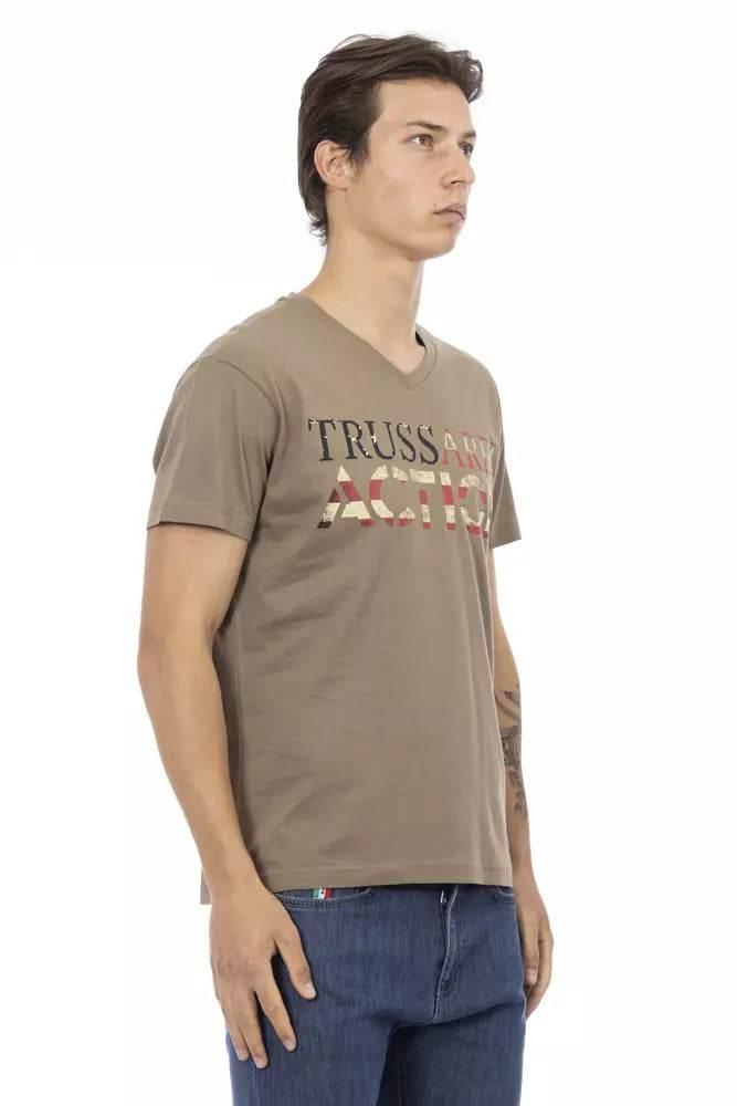 Trussardi Action Brown Cotton Men T-Shirt - Hilstor