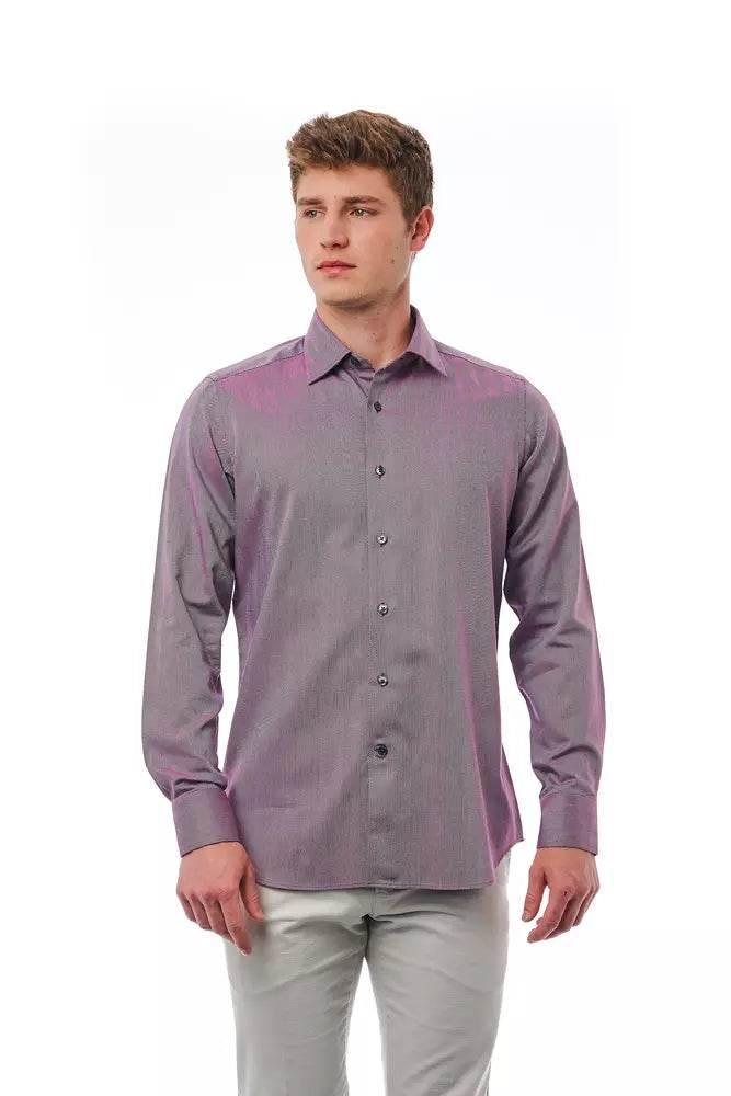 Bagutta Burgundy Cotton Men Shirt - Hilstor