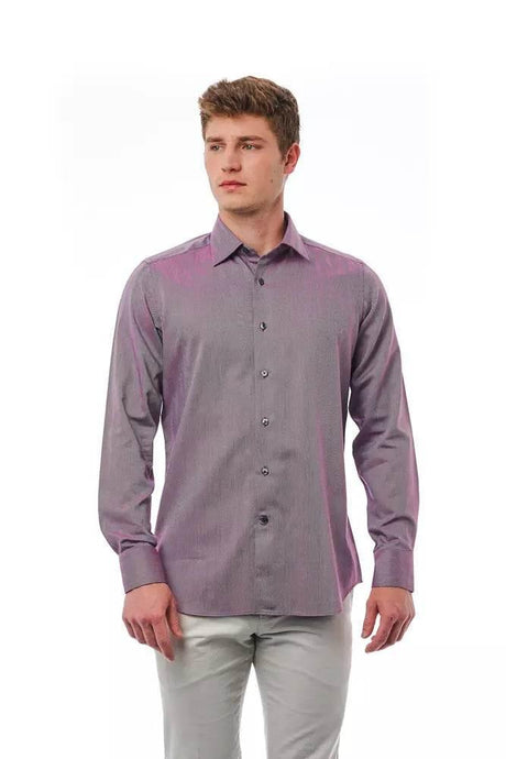 Bagutta Burgundy Cotton Men Shirt - Hilstor