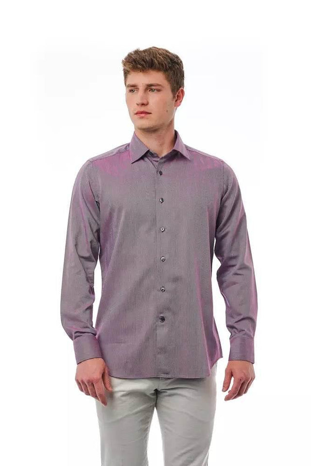 Bagutta Burgundy Cotton Men Shirt - Hilstor