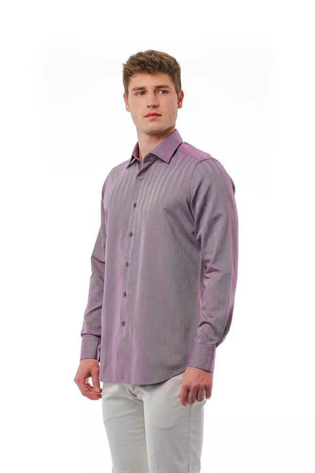 Bagutta Burgundy Cotton Men Shirt - Hilstor