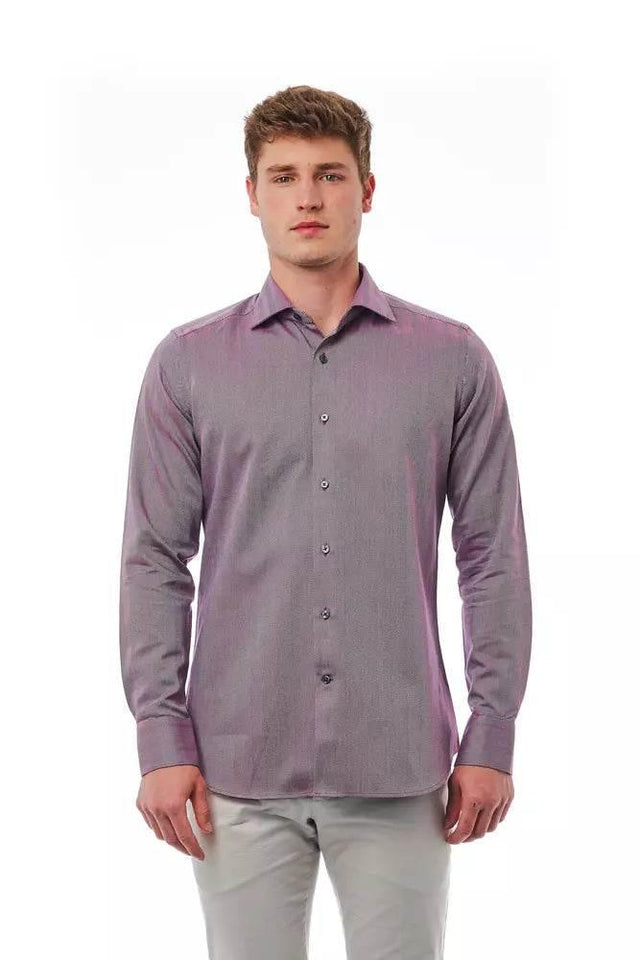 Bagutta Burgundy Cotton Men Shirt - Hilstor