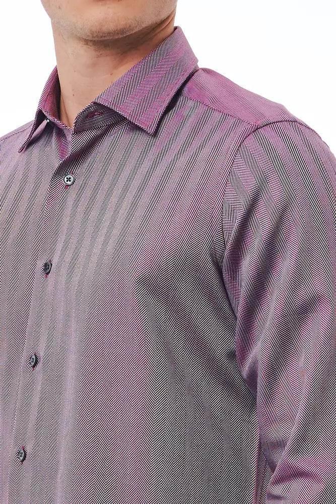 Bagutta Burgundy Cotton Men Shirt - Hilstor