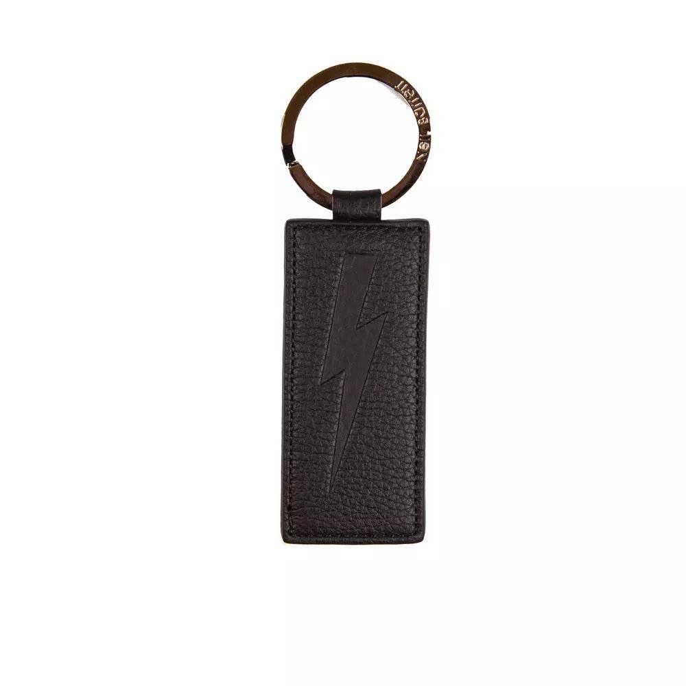 Neil Barrett Black Leather Men Keychain - Hilstor