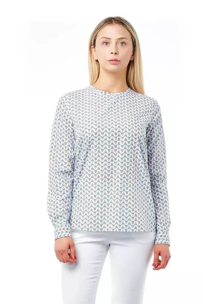Bagutta White Cotton Women Shirt with Skull Print Closure Detail - Hilstor