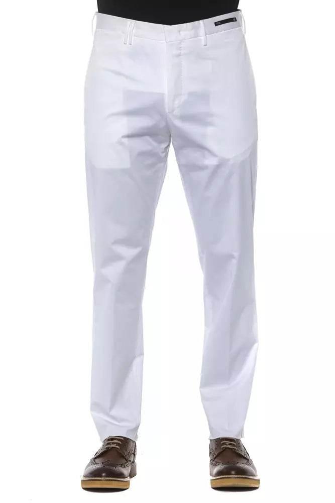 PT Torino White Cotton Men Trouser - Hilstor
