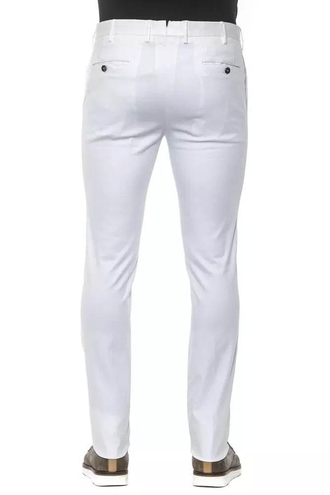PT Torino White Cotton Men Slim Trouser - Hilstor
