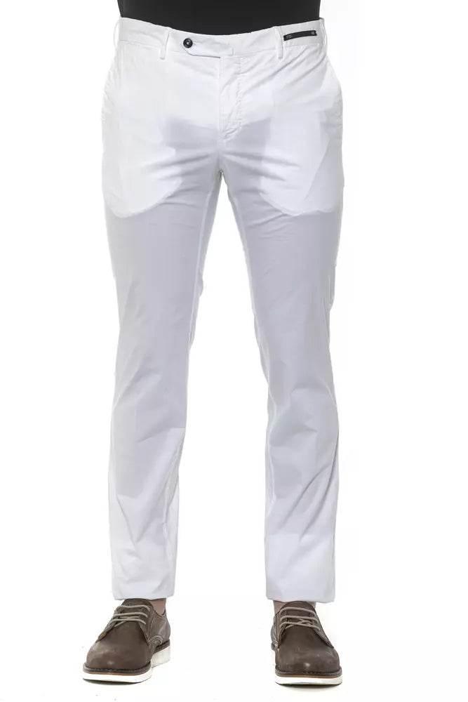PT Torino White Cotton Men's Trouser - Hilstor