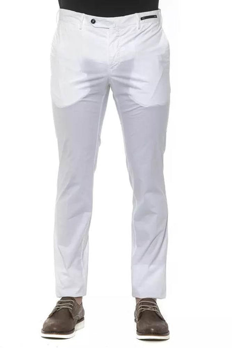 PT Torino White Cotton Men's Trouser - Hilstor