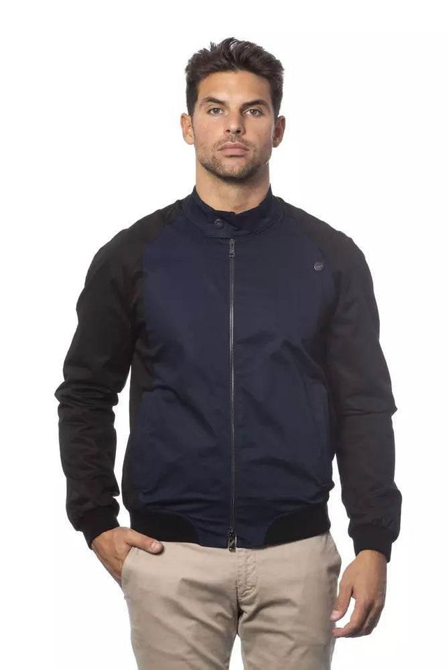 Verri Blue Cotton Men Bomber Jacket - Hilstor
