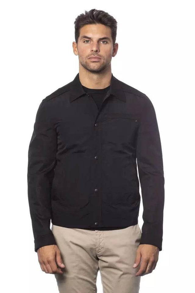 Verri Black Cotton Men's Bomber Jacket - Hilstor