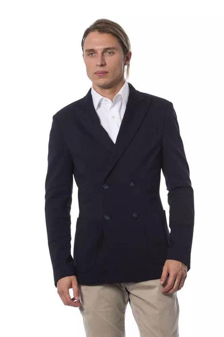 Verri Blue Viscose Men Blazer - Hilstor