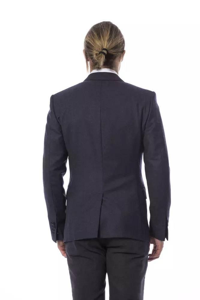 Verri Elegant Blue Wool Single-Breasted Blazer - Hilstor