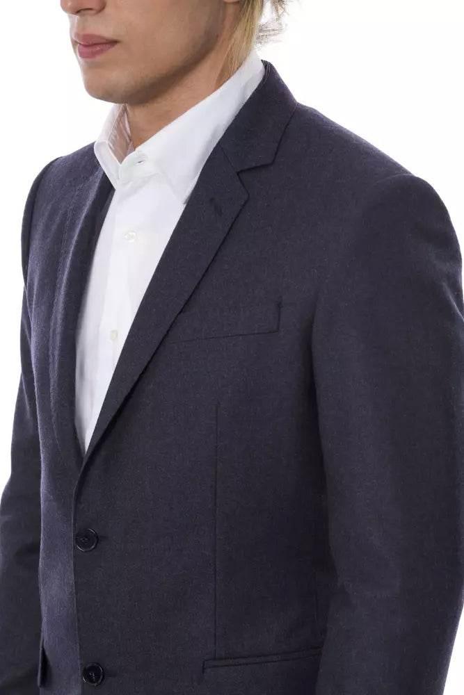 Verri Elegant Blue Wool Single-Breasted Blazer - Hilstor