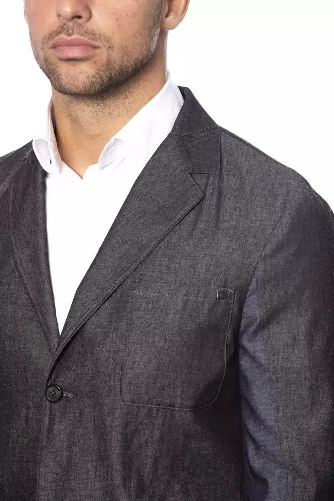 Verri Gray Cotton Men Blazer - Hilstor