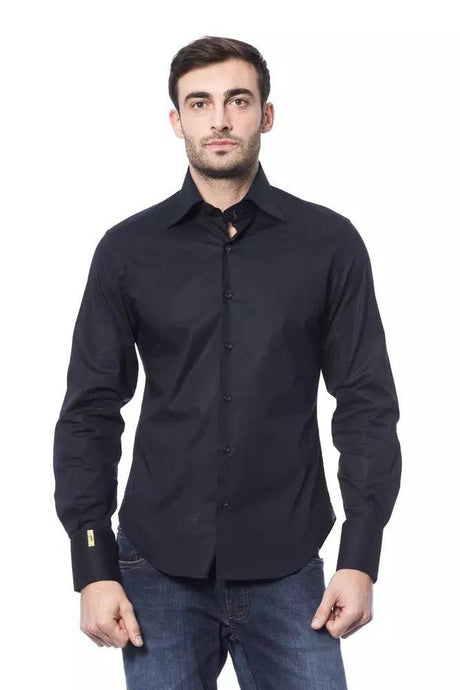 Billionaire Italian Couture Blue Cotton Men's Shirt - Hilstor