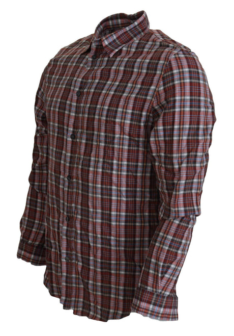 GF Ferre Multicolor Checkered Cotton Long Sleeves Casual Shirt - Hilstor