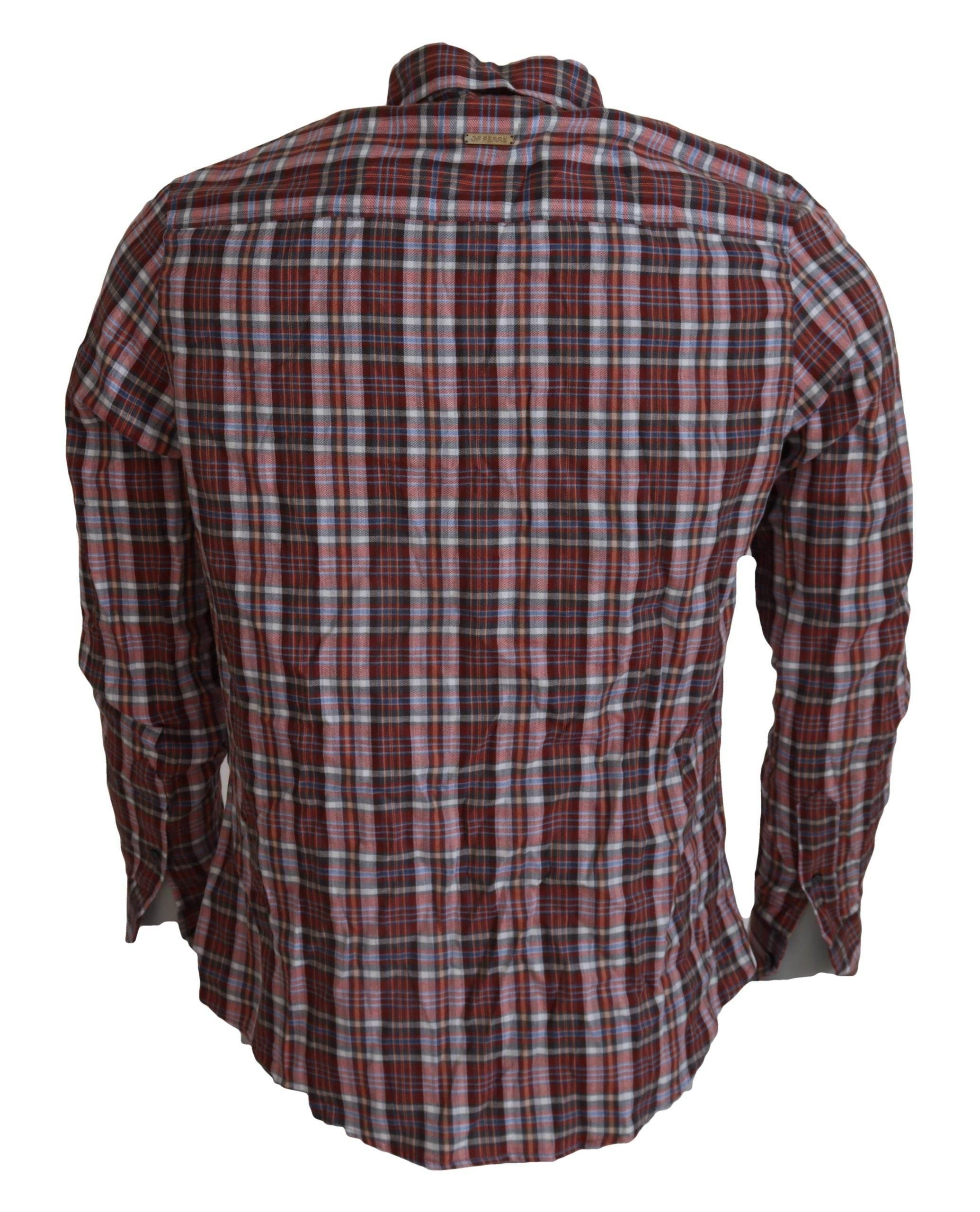 GF Ferre Multicolor Checkered Cotton Long Sleeves Casual Shirt - Hilstor