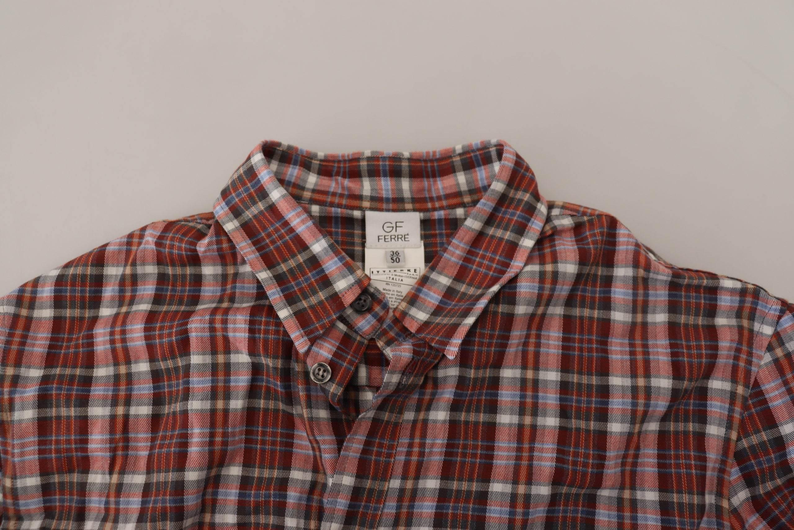 GF Ferre Multicolor Checkered Cotton Long Sleeves Casual Shirt - Hilstor
