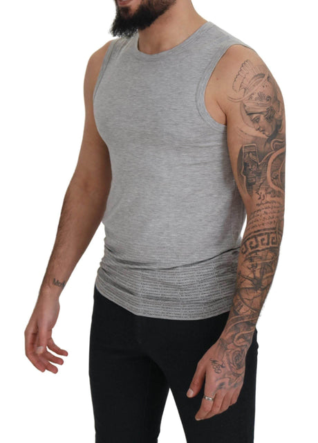 Ermanno Scervino Grey Sleeveless Men Pullover T-shirt - Hilstor