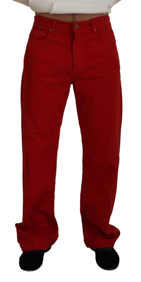 Dolce & Gabbana Chic Red Cotton Denim Pants - Hilstor
