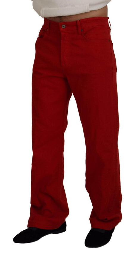 Dolce & Gabbana Chic Red Cotton Denim Pants - Hilstor