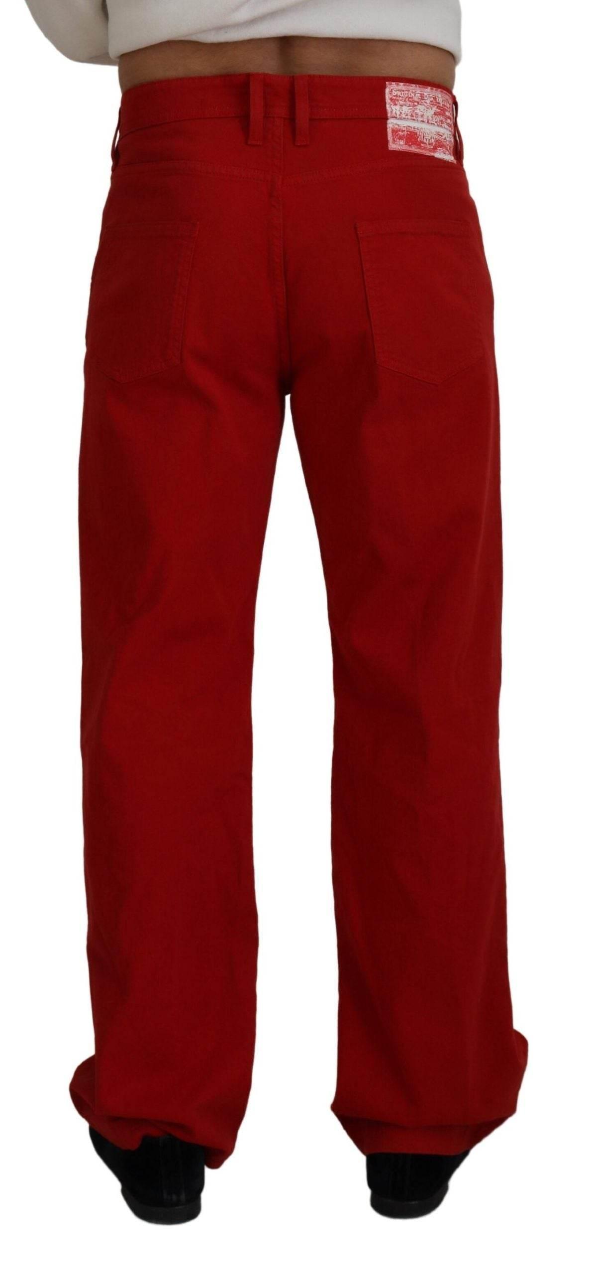 Dolce & Gabbana Chic Red Cotton Denim Pants - Hilstor