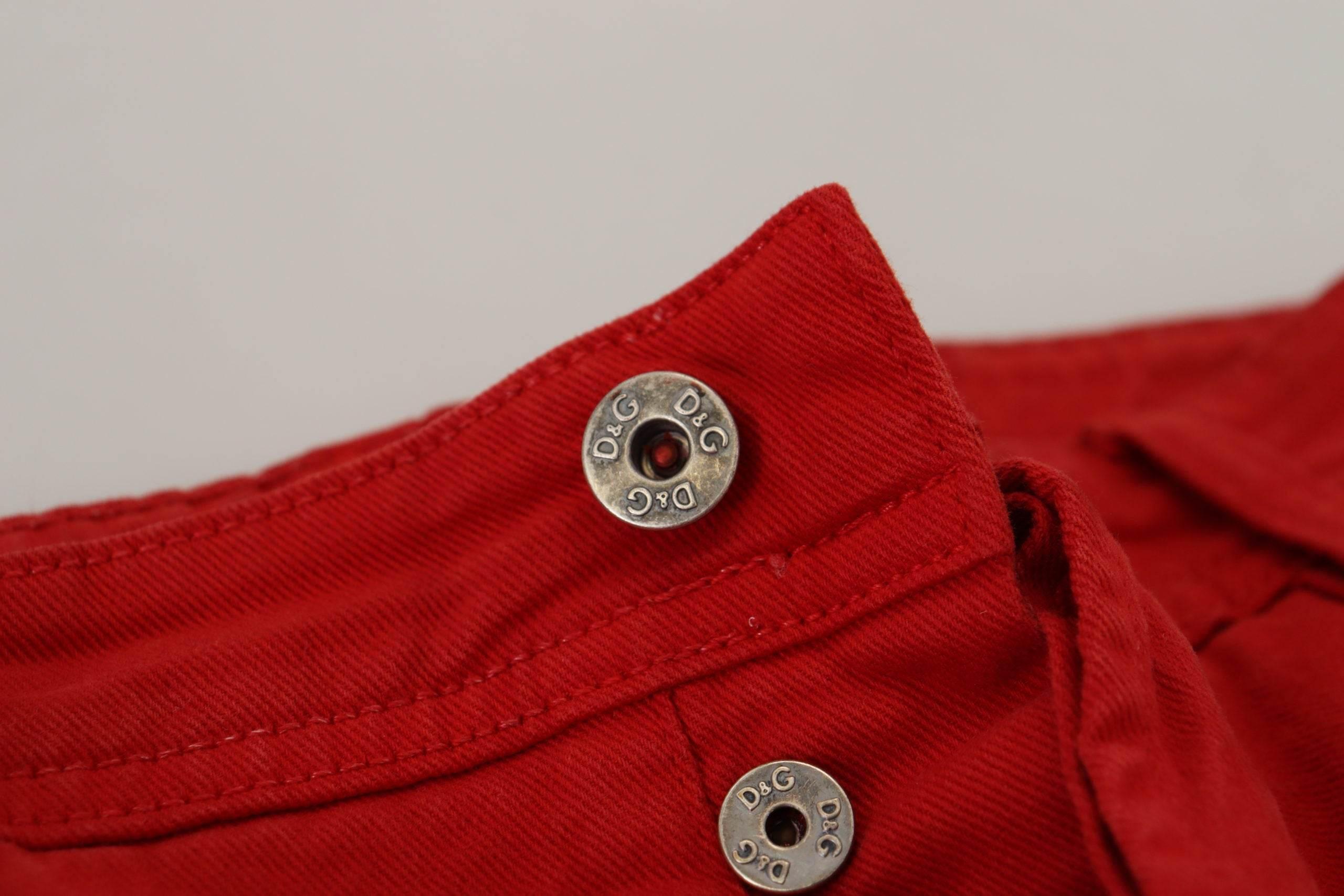 Dolce & Gabbana Chic Red Cotton Denim Pants - Hilstor