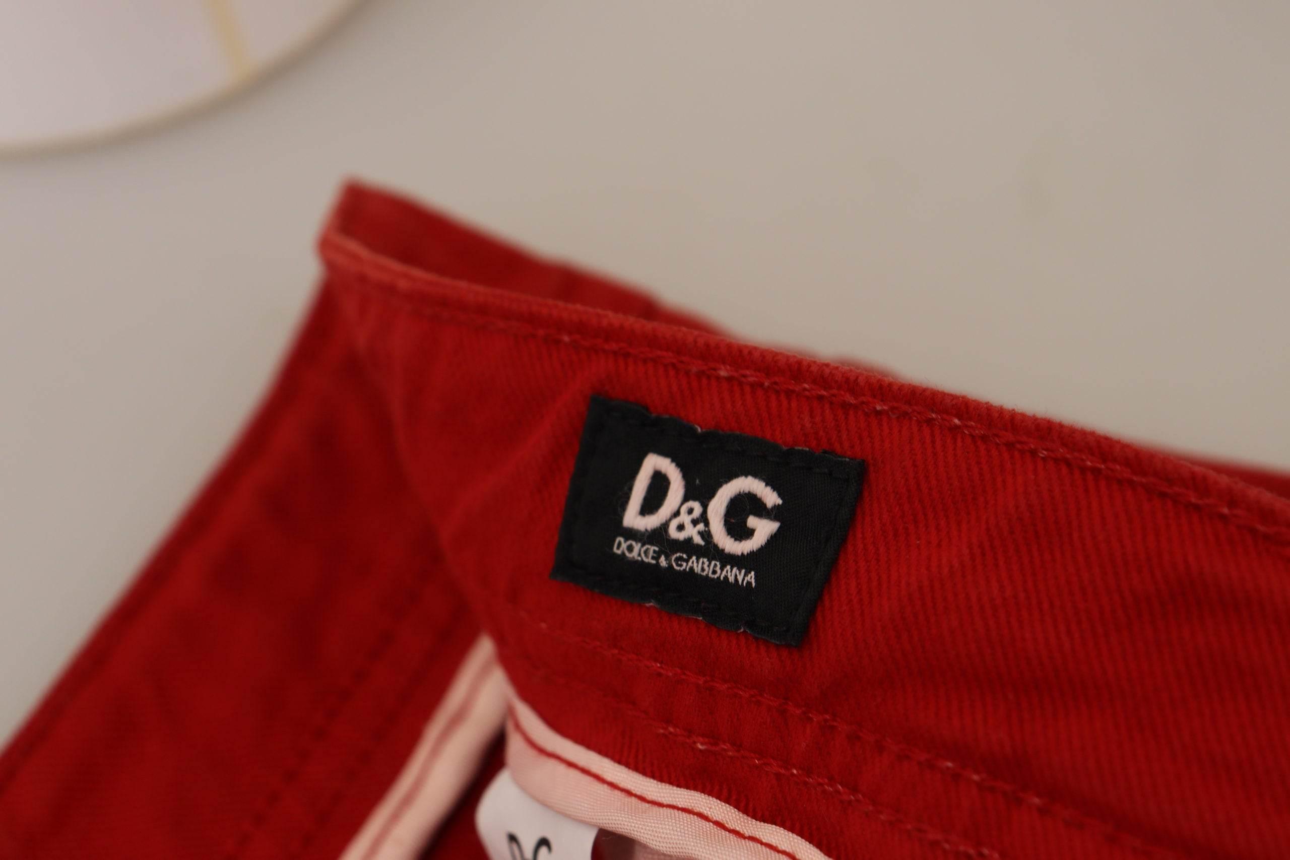 Dolce & Gabbana Chic Red Cotton Denim Pants - Hilstor