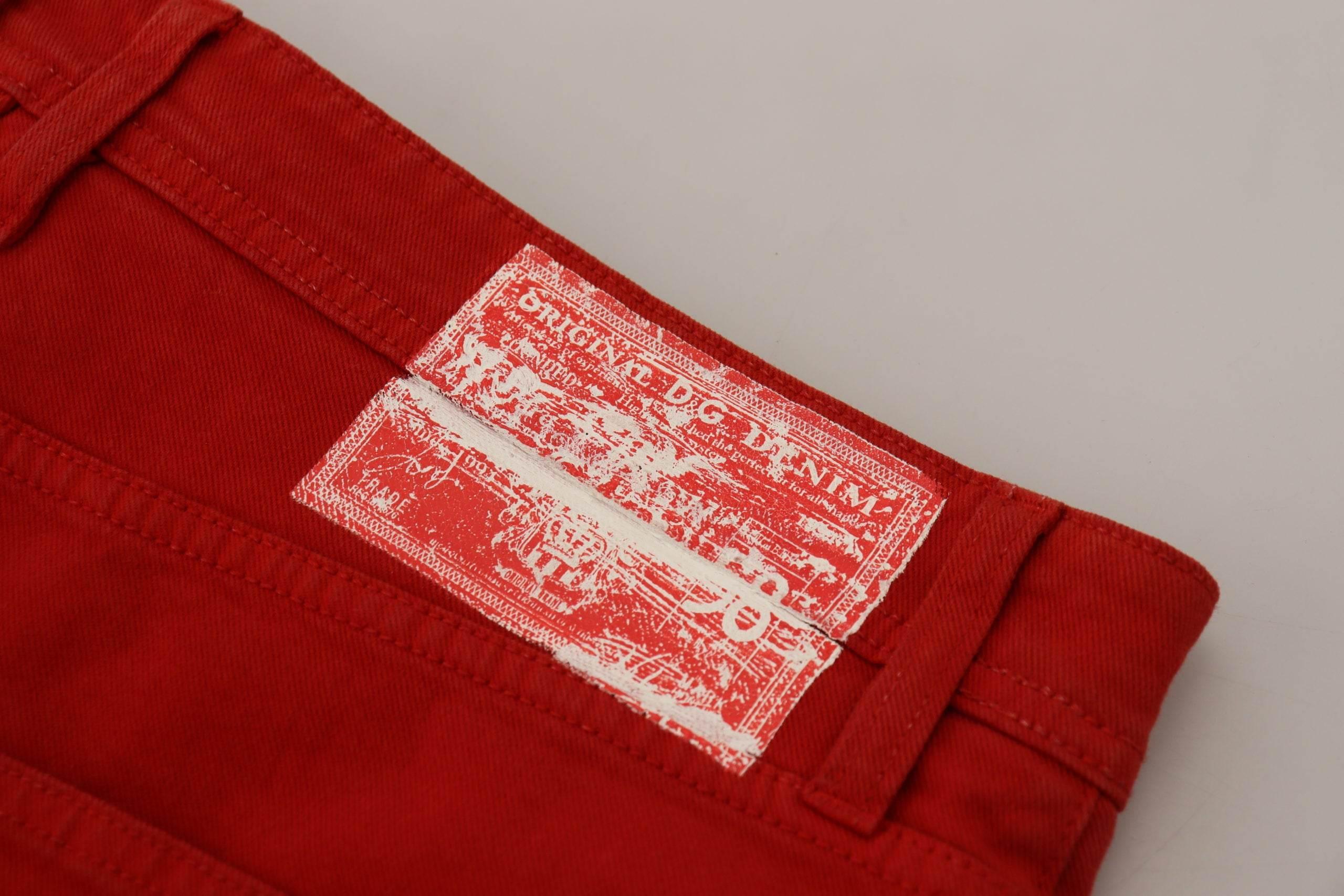 Dolce & Gabbana Chic Red Cotton Denim Pants - Hilstor
