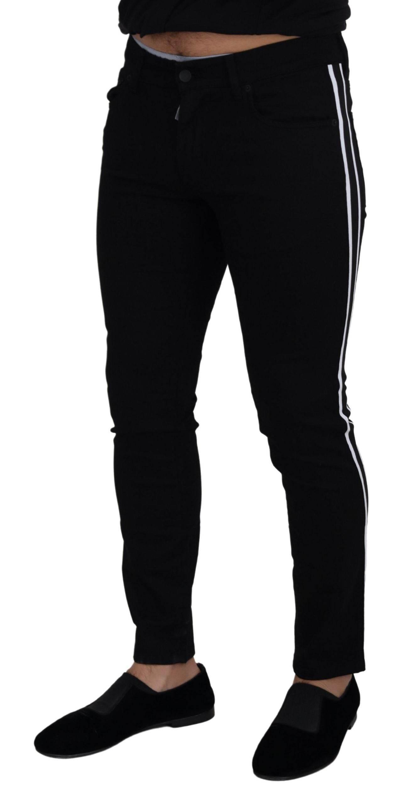 Dolce & Gabbana Black Cotton DG Crown Men Denim Jeans - Hilstor