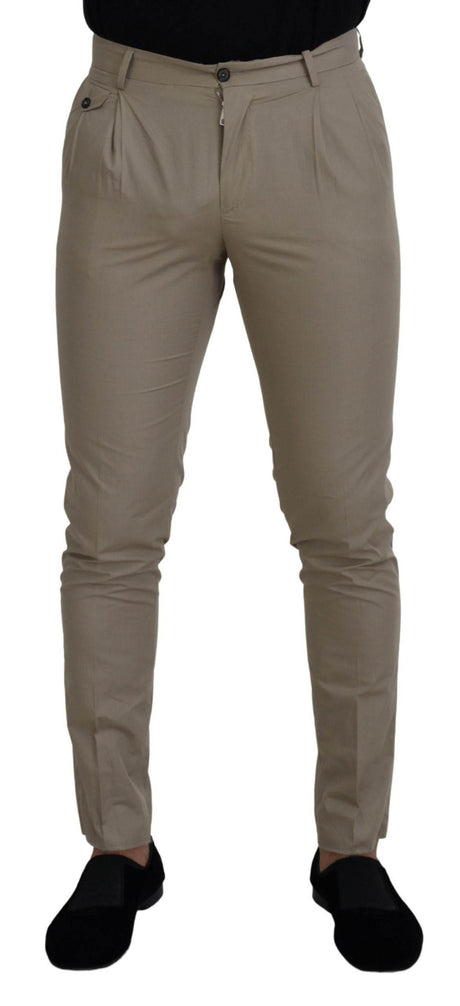 Dolce & Gabbana Beige Cotton Slim Fit Men Pants - Hilstor