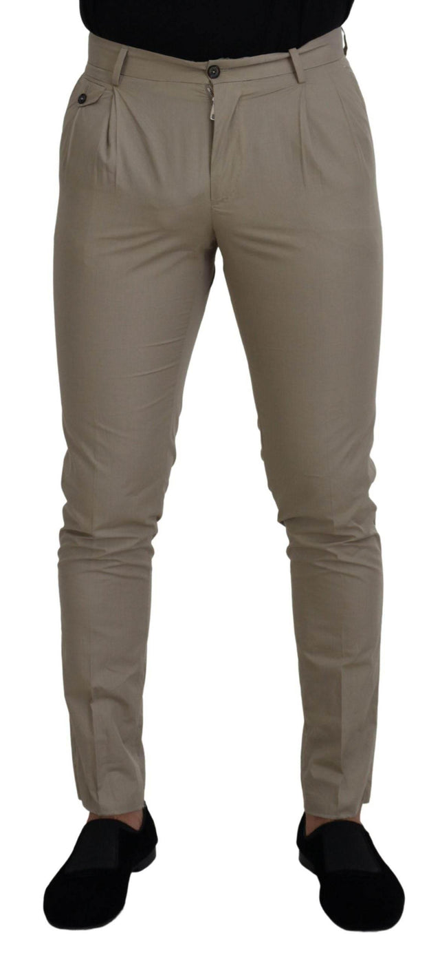 Dolce & Gabbana Beige Cotton Slim Fit Men Pants - Hilstor