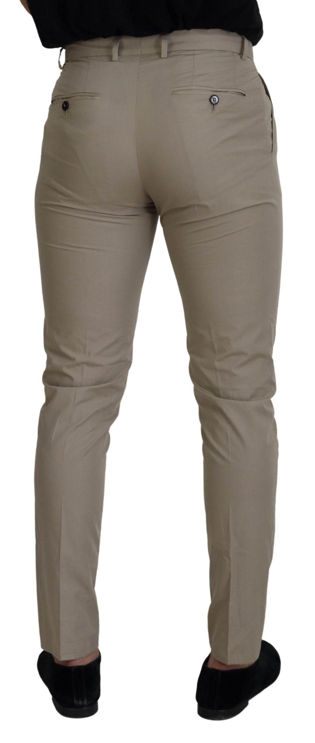 Dolce & Gabbana Beige Cotton Slim Fit Men Pants - Hilstor