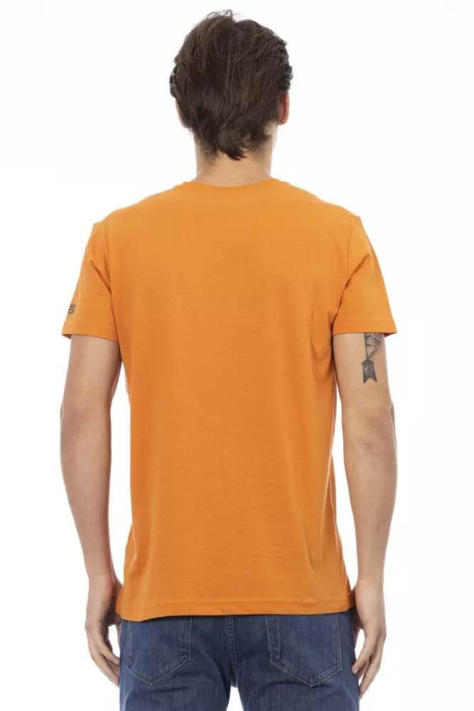 Trussardi Action Orange Cotton Men's V-Neck T-Shirt - Hilstor
