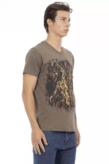 Trussardi Action Brown Cotton Men T-Shirt - Hilstor