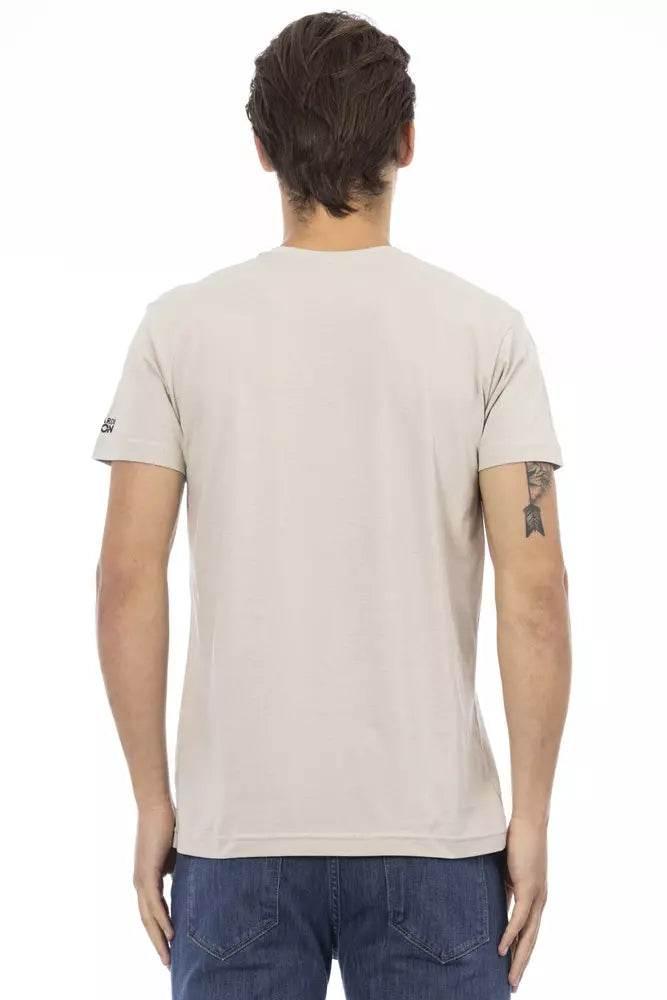 Trussardi Action Beige Cotton Men V-neck T-shirt - Hilstor