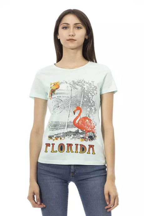 Trussardi Action Light Blue Cotton Women T-Shirt - Hilstor