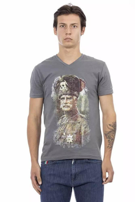 Trussardi Action Gray Cotton Men T-Shirt - Hilstor