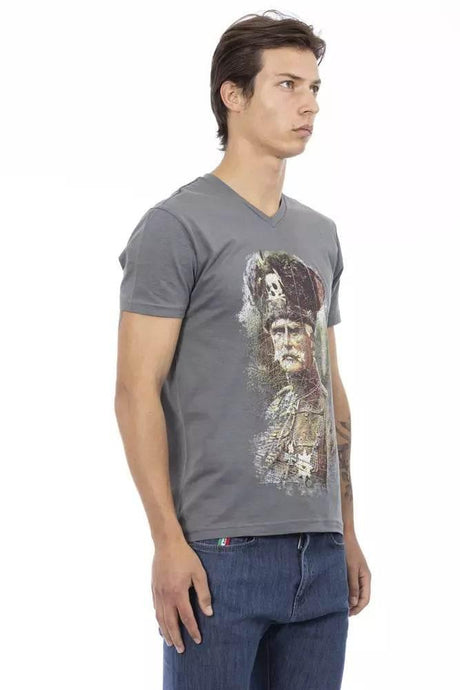 Trussardi Action Gray Cotton Men T-Shirt - Hilstor