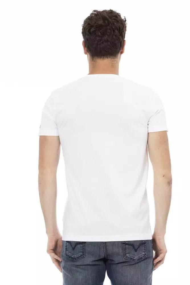 Trussardi Action White Cotton Men's V-Neck T-Shirt - Hilstor