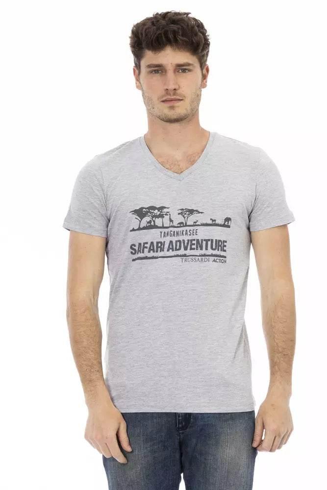 Trussardi Action Gray Cotton Men T-Shirt - Hilstor