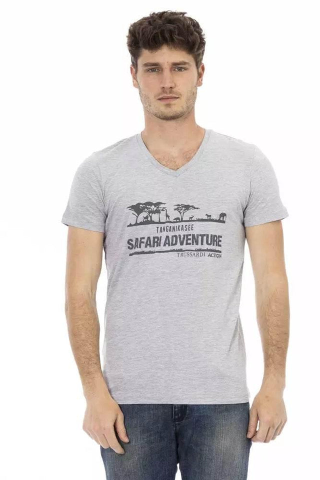 Trussardi Action Gray Cotton Men T-Shirt - Hilstor