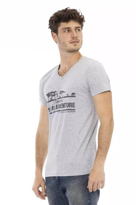 Trussardi Action Gray Cotton Men T-Shirt - Hilstor