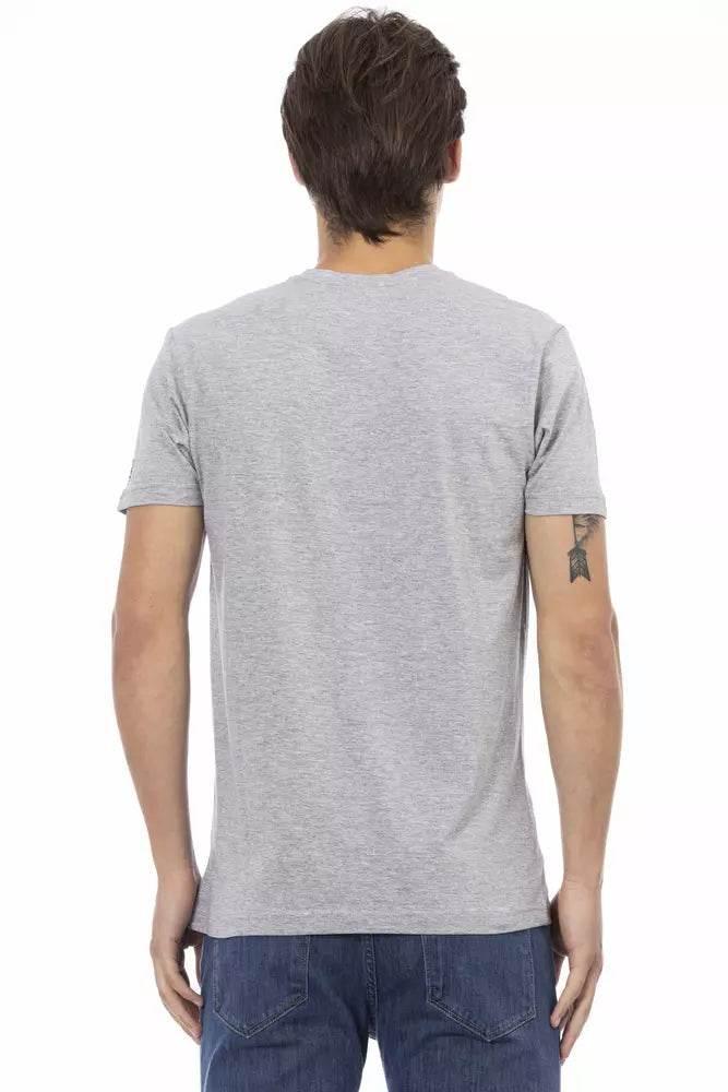 Trussardi Action Gray Cotton Men's V-Neck T-Shirt - Hilstor