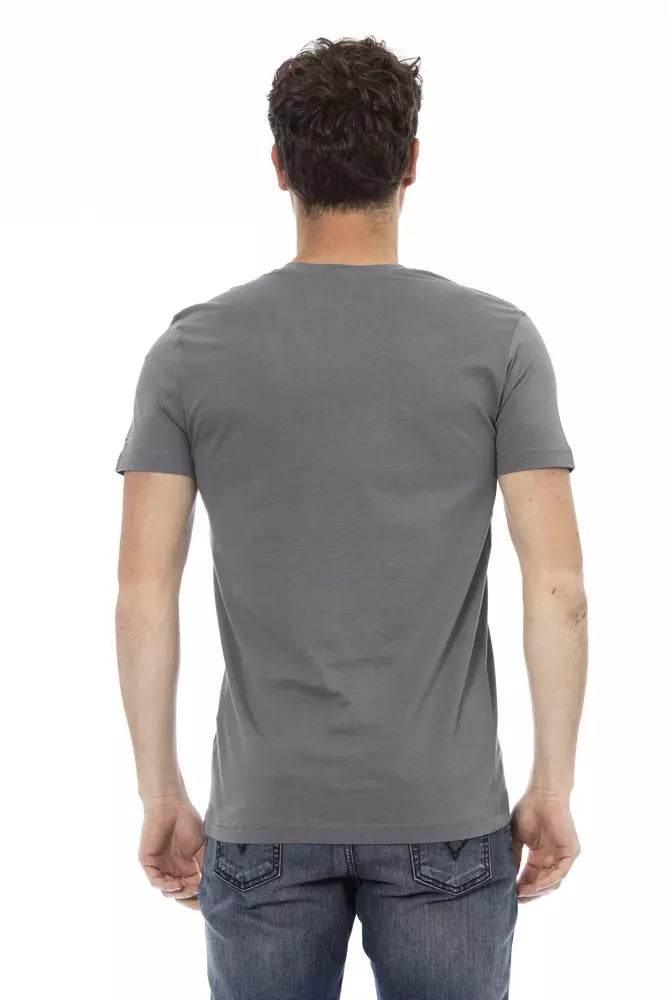 Trussardi Action Gray Cotton Men's V-Neck T-Shirt - Hilstor