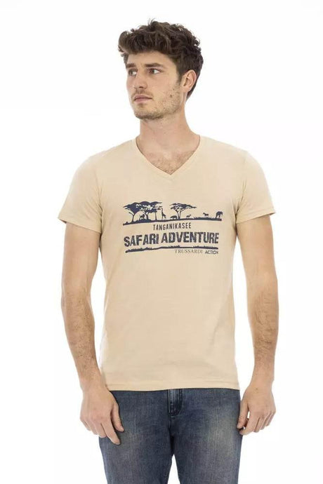 Trussardi Action Beige Cotton Men T-Shirt - Hilstor
